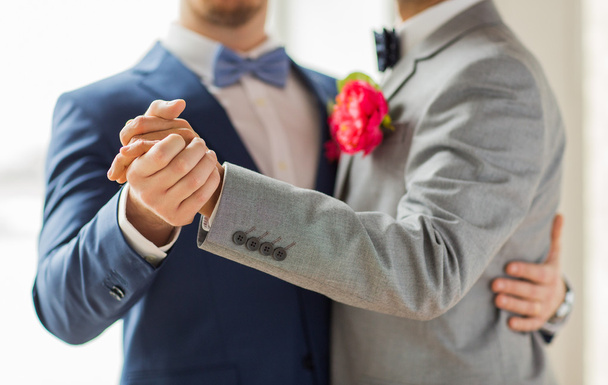 close up of happy male gay couple dancing - Photo, image