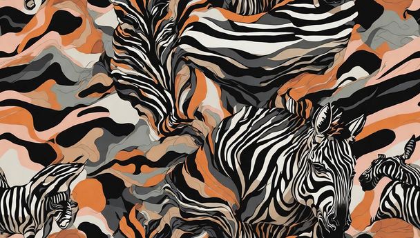 padrão sem emenda vetor de zebra e zebra - Vetor, Imagem