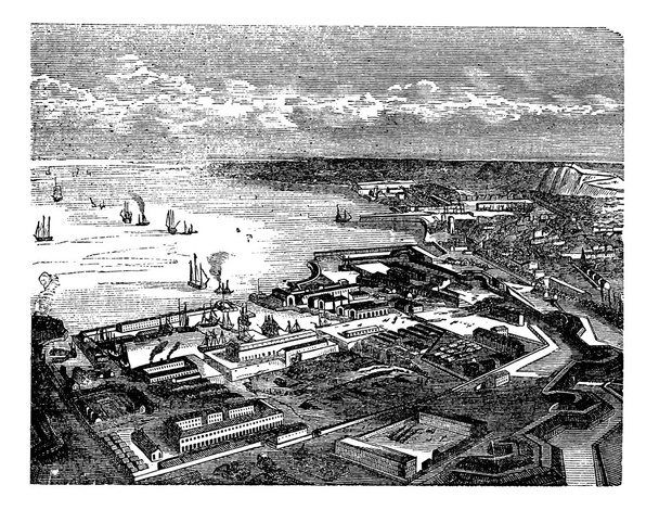 Cherbourg-Octeville, na Normandia, França, durante a década de 1890, vint
 - Vetor, Imagem
