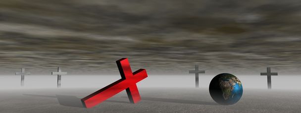 Paisaje cruz y mundo
 - Foto, Imagen