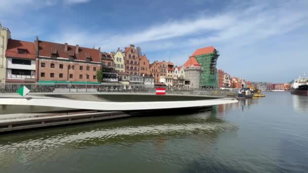 Beautiful city view of the port in the city of Gdansk, in Poland on a clear day. - Footage, Video