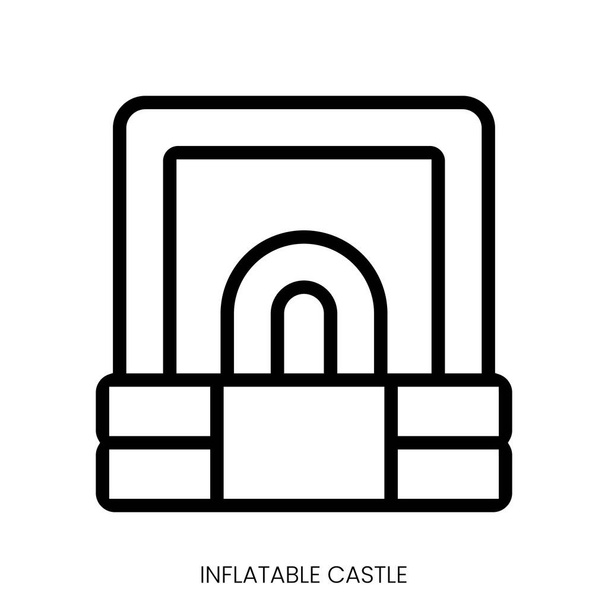надувний значок замку. лінії мистецтва стиль дизайн ізольовані на білому тлі - Вектор, зображення