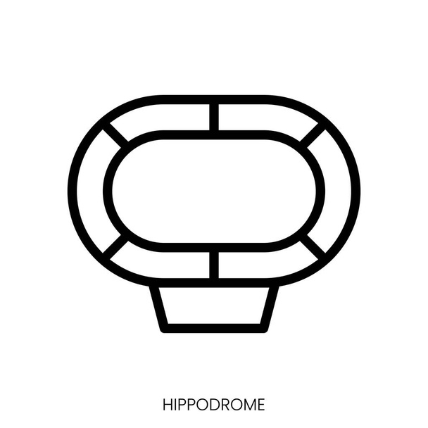 Hippodrom-Ikone. Line Art Style Design isoliert auf weißem Hintergrund - Vektor, Bild