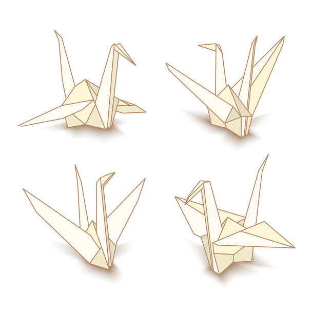 Grúas de papel de origami aisladas vectoriales
 - Vector, Imagen