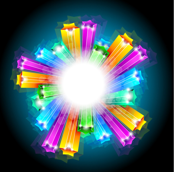 Amazing Rainbow Stars Background - Vector, afbeelding