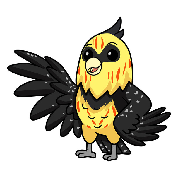 Vektorillustration des niedlichen Schopfbarbettvogel Cartoon winkende Hand - Vektor, Bild