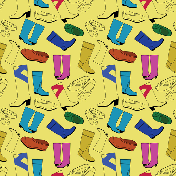 Seamless shoes yellow pattern - Vecteur, image