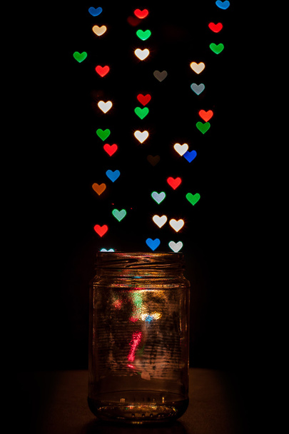színes szív alakú bokeh - Fotó, kép