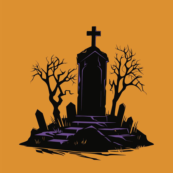 Scène de silhouette hantante pour l'ambiance d'Halloween - Vecteur, image
