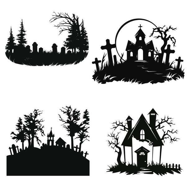 Haunting Whispers Silhouette Scene of Halloween - Vector, Image
