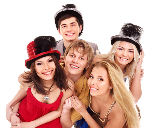 Grupo de jovens em chapéu de festa
. - Foto, Imagem