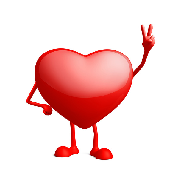 Καρδιά χαρακτήρα με νίκη πόζα - Φωτογραφία, εικόνα