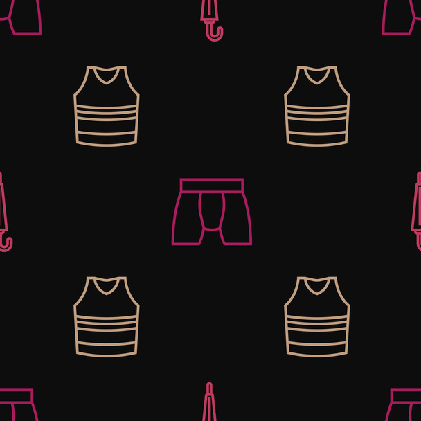 Set line Umbrella, Undershirt and Men underpants on seamless pattern. Vector - Vector, Image