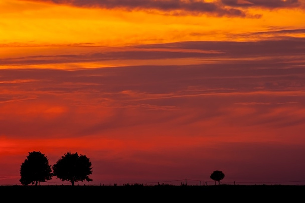 Ηλιοβασίλεμα πάνω από τον αγροτικό τομέα - Φωτογραφία, εικόνα