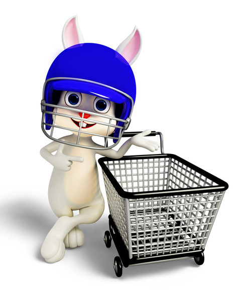 Velikonoční zajíček s přilbou a nákupní vozík - Fotografie, Obrázek