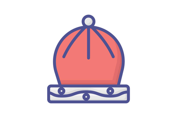 Stylish Cap Filled Outline Icon - Vector, Image