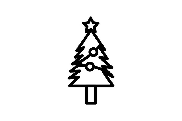 Albero di Natale Un'icona della linea di tradizione festiva - Vettoriali, immagini