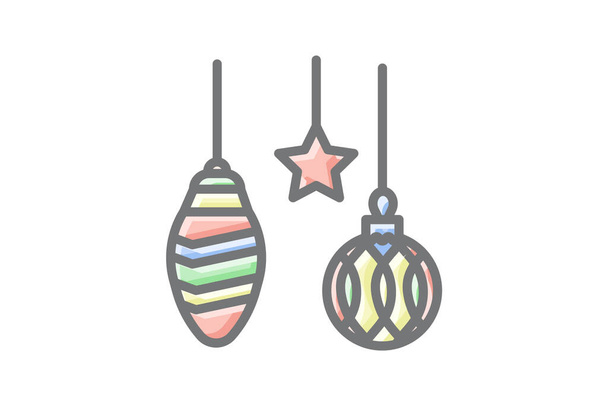 Encantadora decoración de Navidad Impresionante icono Lineal - Vector, imagen