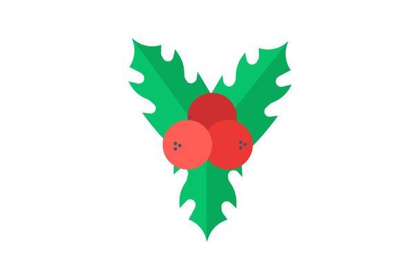 Vibrantes bayas de Navidad Flat Icon - Vector, imagen