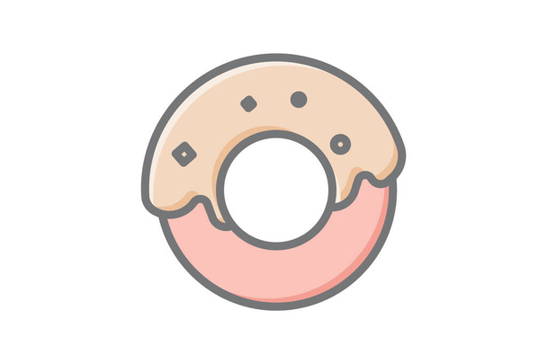 Boldog Donut Wonderland Csodálatos lineáris ikon - Vektor, kép