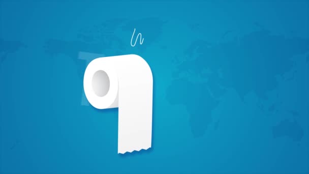 Roll weefsel illustratie animatie concept van World Toilet Day 19 november op een geïsoleerde achtergrond - Video