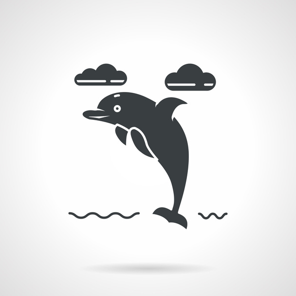 Black silhouette vector icon for dolphin - Vettoriali, immagini