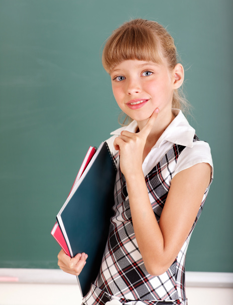 Schoolchild in classroom near blackboard. - Fotografie, Obrázek
