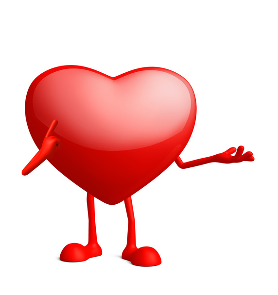 Heart character with pointing pose - Photo, Image