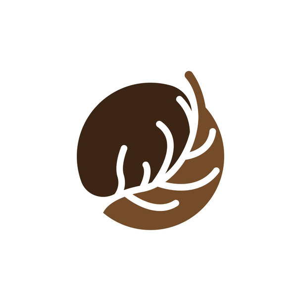 Logo jelení roh Design roh zvířecí ilustrace Minimalistický jednoduchý symbol Ikona - Vektor, obrázek