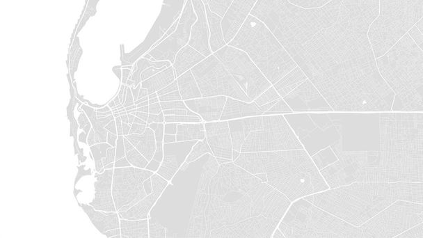 Pozadí Luanda map, Angola, bílý a světle šedý plakát města. Vektorová mapa se silnicemi a vodou. Širokopásmový poměr, digitální plán plochého designu. - Vektor, obrázek