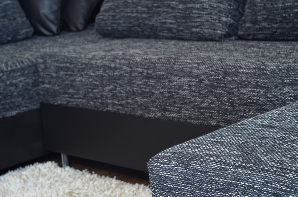 Wyświetlić zbliżenie do nowoczesnych czarno-białe tkaniny sofa - Zdjęcie, obraz