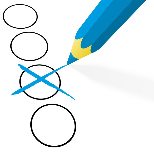lápiz azul con cruz
 - Vector, imagen