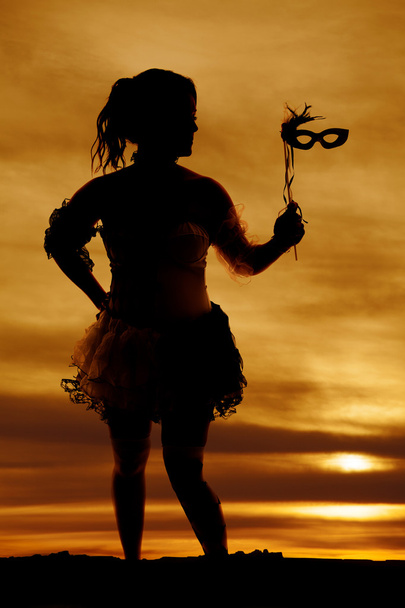Silhouette of a woman in a costume - Foto, afbeelding