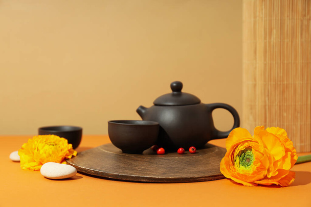 Уютная и вкусная концепция горячих напитков - азиатский чай - Фото, изображение