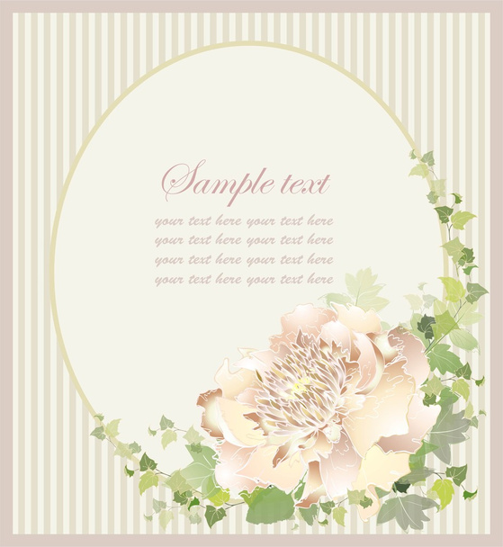 Greeting card with peony. Illustration peony. - Vector, Image