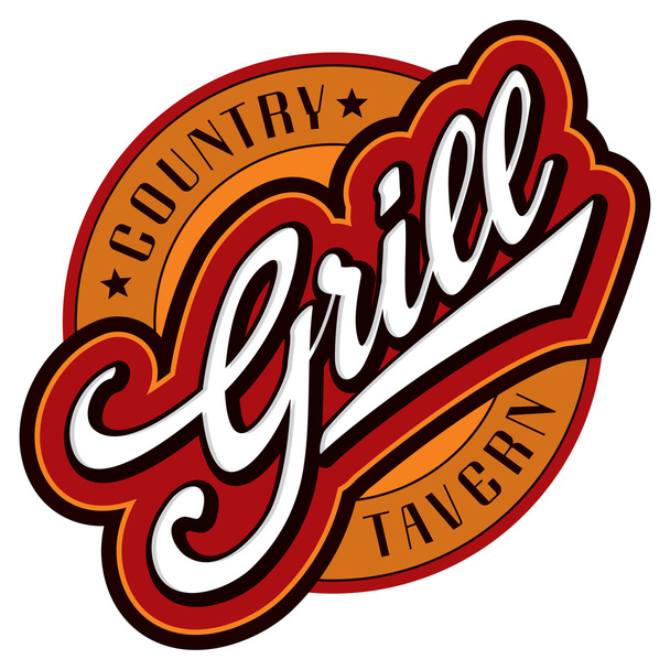 Grill hand lettering design (vector) - Vector, Image