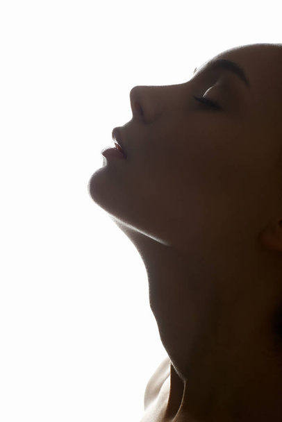 Retrato de close-up de Mulher Bonita. Cara de menina. Sílhueta feminina - Foto, Imagem