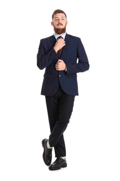 Portrait of handsome businessman in suit on white background - Foto, imagen