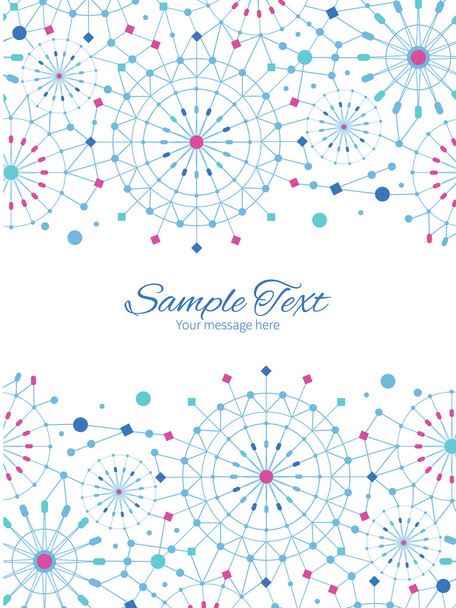Vector blue abstract line art circles vertical double borders frame invitation template - Vector, afbeelding