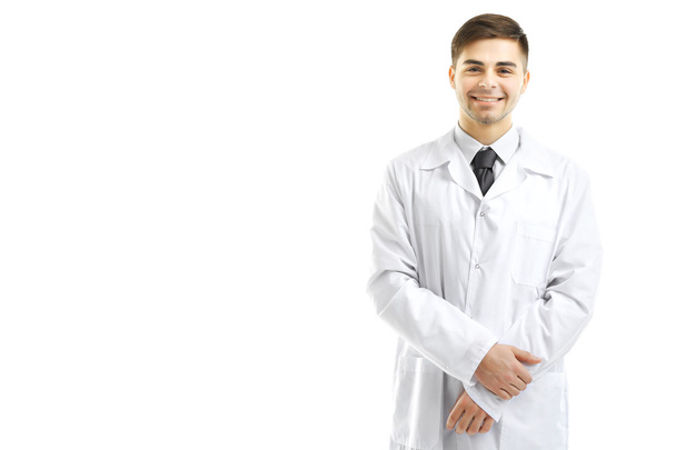 Lekarz mężczyzna na białym tle - Zdjęcie, obraz