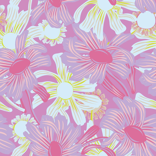 Barevné Botanické květinové bezešvé vzory pro módní textil, grafiku, zázemí a řemesla - Vektor, obrázek