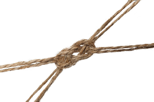 PNG, cordas trançadas amarradas na forma de um sinal de infinito. Conceito de comunicação., isolado em fundo branco - Foto, Imagem