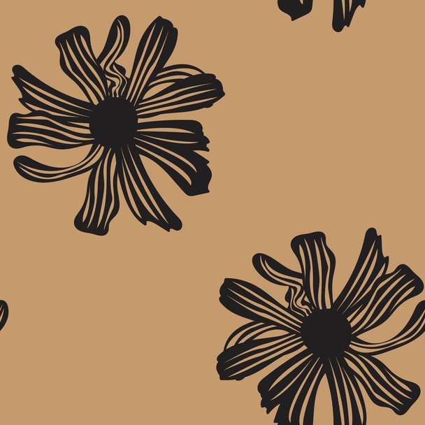 Neutralny kolor Botaniczny kwiatowy bezszwowy wzór projektowania dla tekstyliów mody, grafiki, tła i rzemiosła - Wektor, obraz
