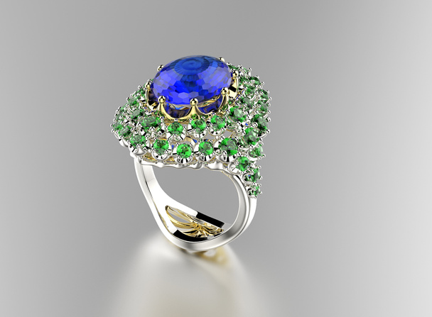 schöner Ring mit Saphir - Foto, Bild