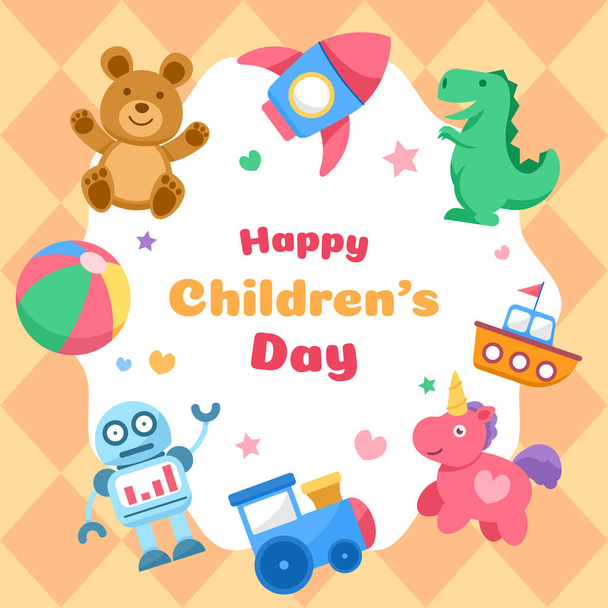 Slavíme dětský den pozdrav design karty. - Vektor, obrázek
