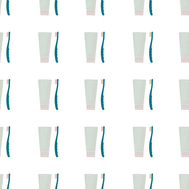 Naadloos patroon met tandenborstel en tandpasta - Foto, afbeelding