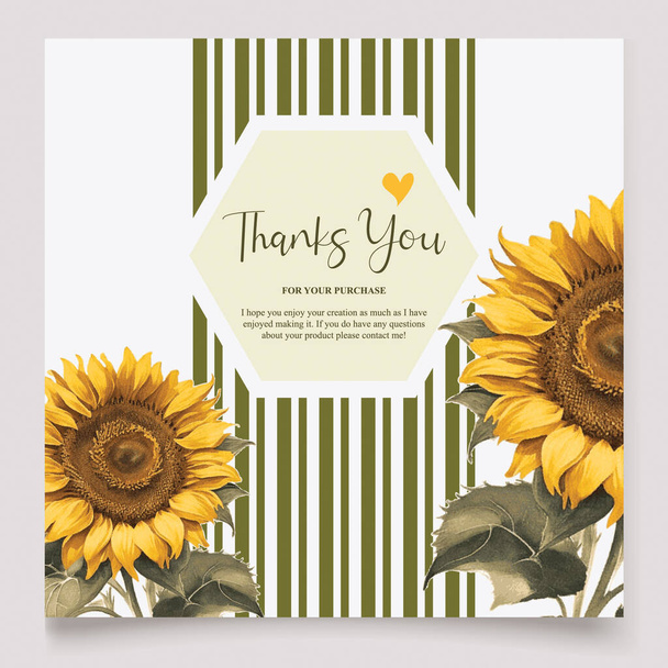 Beautiful watercolor sunflower border background - Vector, Image