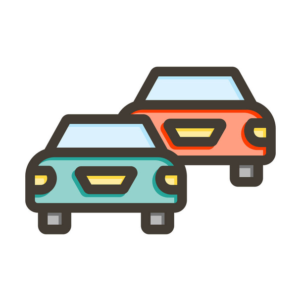 Traffic Jam Vector Thick Line Filled Colors Icon For Personal And Commercial Use - Vector, Image