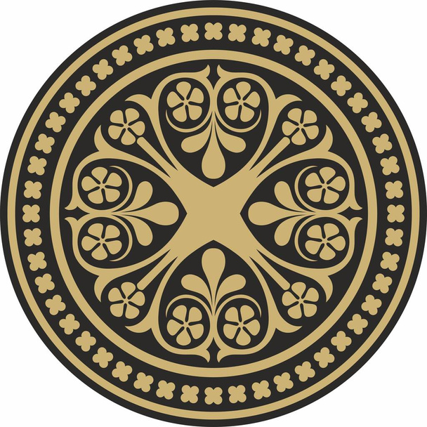 Векторный золотисто-чёрный круглый орнамент Древней Греции. Классический рисунок кругов Римской империи - Вектор,изображение
