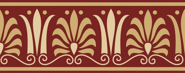 Oro vettoriale e rosso senza cuciture classico ornamento greco. Un modello europeo infinito. Confine, cornice Antica Grecia, Impero Romano - Vettoriali, immagini